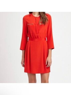Theory Vibrant Red Long-Sleeve Mini Dress